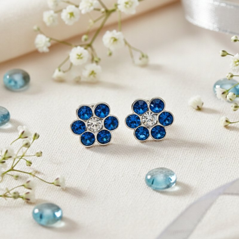 Srebrne kolczyki kwiatki sztyfty cyrkonie dla dziewczynki srebro 925