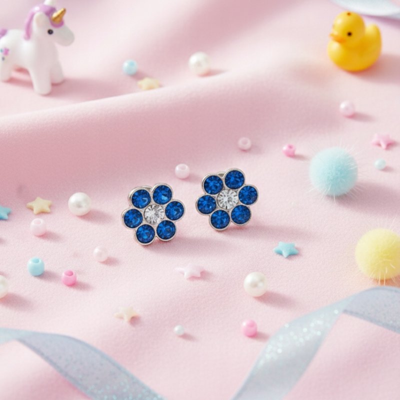 Srebrne kolczyki kwiatki sztyfty cyrkonie dla dziewczynki srebro 925