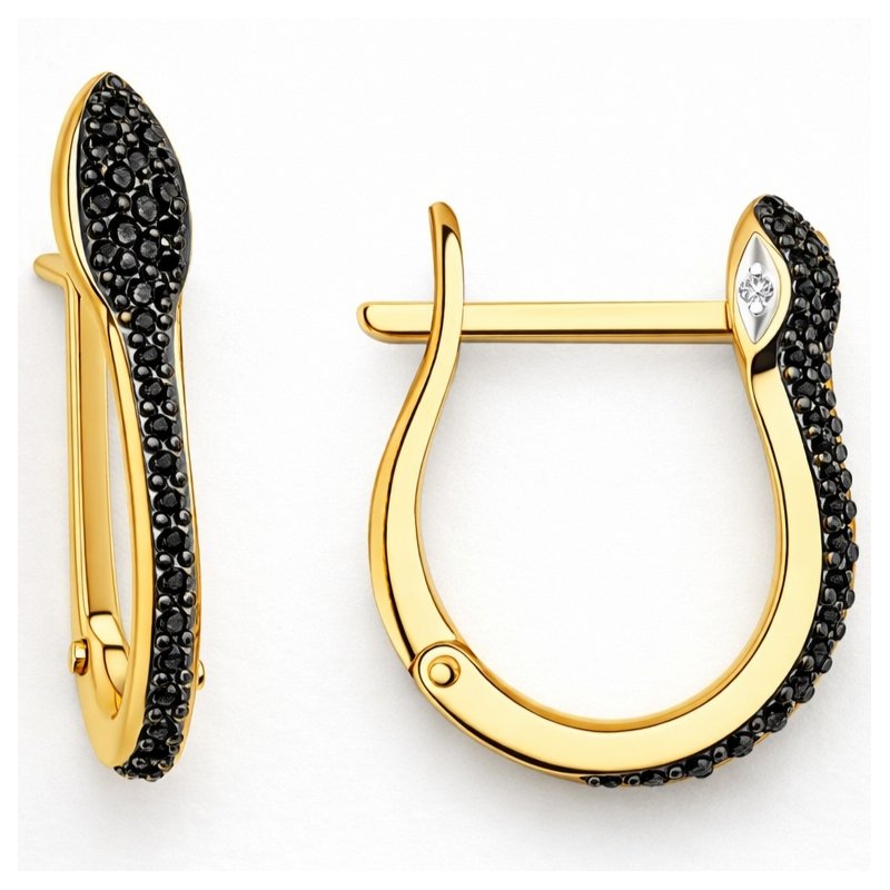 Piękne srebrne kolczyki węże srebro pozłacane 925 eleganckie cyrkonie