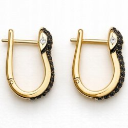 Piękne srebrne kolczyki węże srebro pozłacane 925 eleganckie cyrkonie