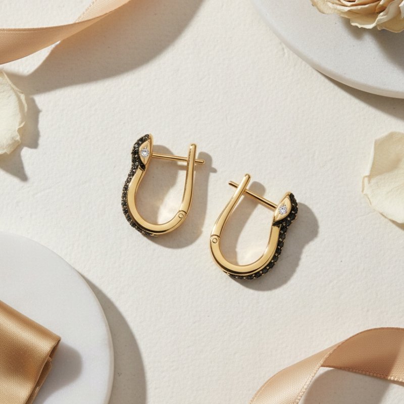 Piękne srebrne kolczyki węże srebro pozłacane 925 eleganckie cyrkonie