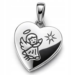 Srebrny wisiorek zawieszka serce serduszko z aniołkiem gwiazdka srebro 925