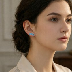 Srebrne kolczyki trzy kwiatki sztyfty cyrkonie srebro 925 dla dziewczynki