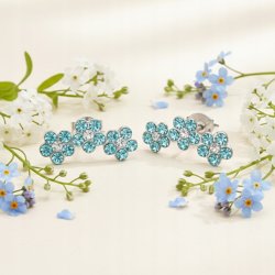 Srebrne kolczyki trzy kwiatki sztyfty cyrkonie srebro 925 dla dziewczynki