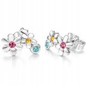 Srebrne kolczyki dwa kwiatki sztyfty cyrkonie srebro 925 dla dziewczynki
