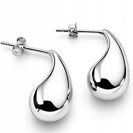 Kolczyki damskie srebrne wkrętki krople łezki sztyfty srebro 925 eleganckie