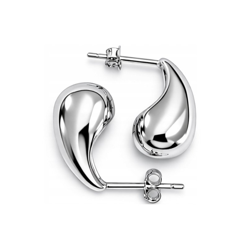 Kolczyki damskie srebrne wkrętki krople łezki sztyfty srebro 925 eleganckie