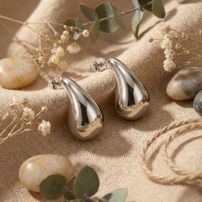 Kolczyki damskie srebrne wkrętki krople łezki sztyfty srebro 925 eleganckie