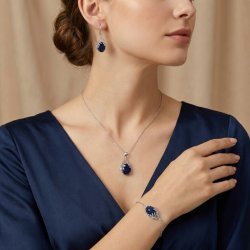 Komplet biżuterii damskiej srebrnej z Nocą Kairu próba srebro 925