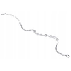 Srebrna bransoletka damska nieskończoność z kryształami stal chirurgiczna