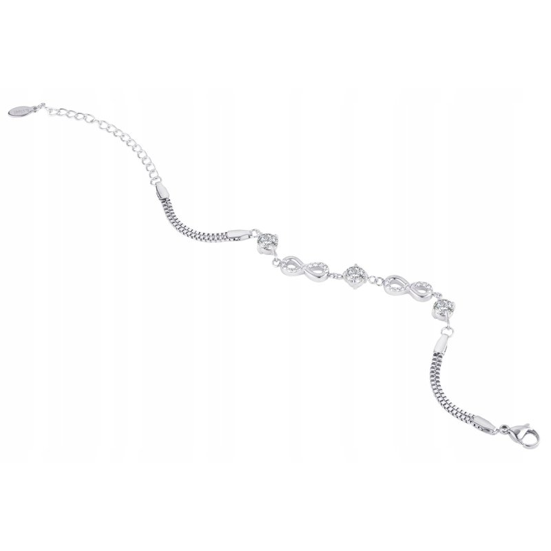 Srebrna bransoletka damska nieskończoność z kryształami stal chirurgiczna
