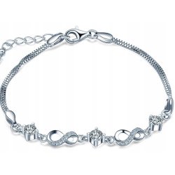 Srebrna bransoletka damska nieskończoność z kryształami stal chirurgiczna