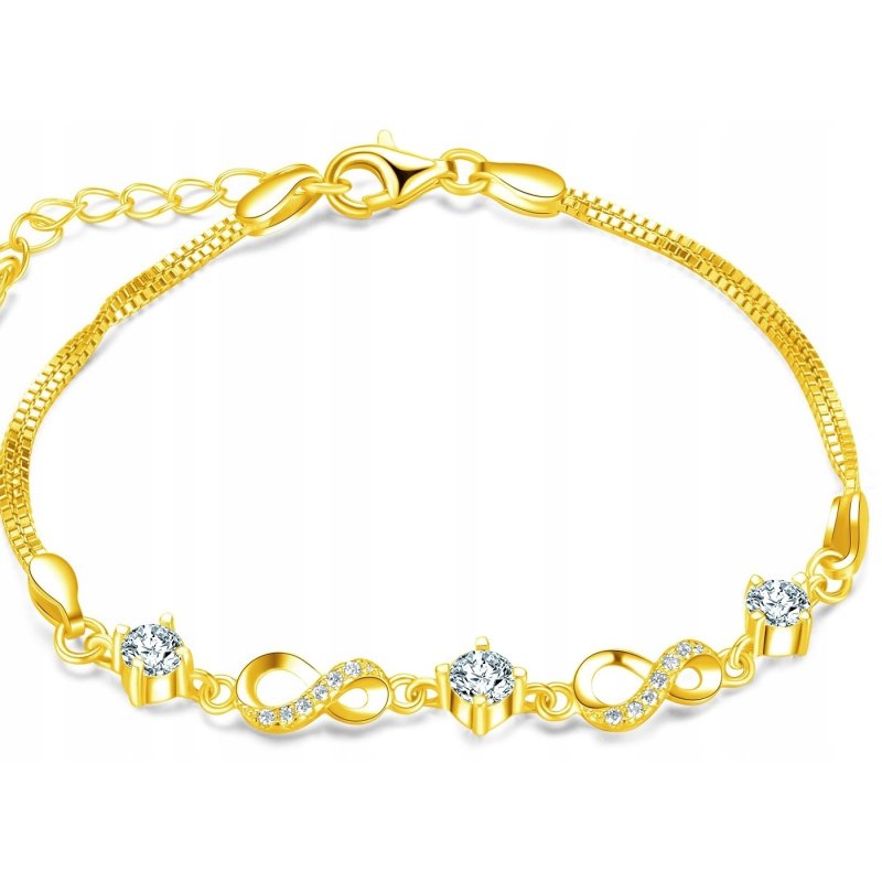 Bransoletka pozłacana nieskończoność stal chirurgiczna szlachetna 316L 18 cm