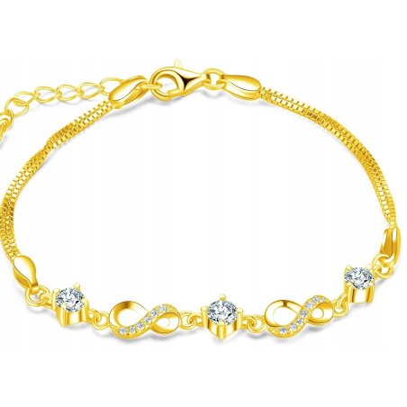 Bransoletka pozłacana nieskończoność stal chirurgiczna szlachetna 316L 18 cm