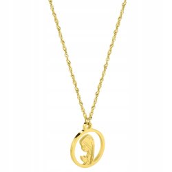 Łańcuszek pozłacany medalik komunijny Matka Boska Komunia Chrzest stal 316L