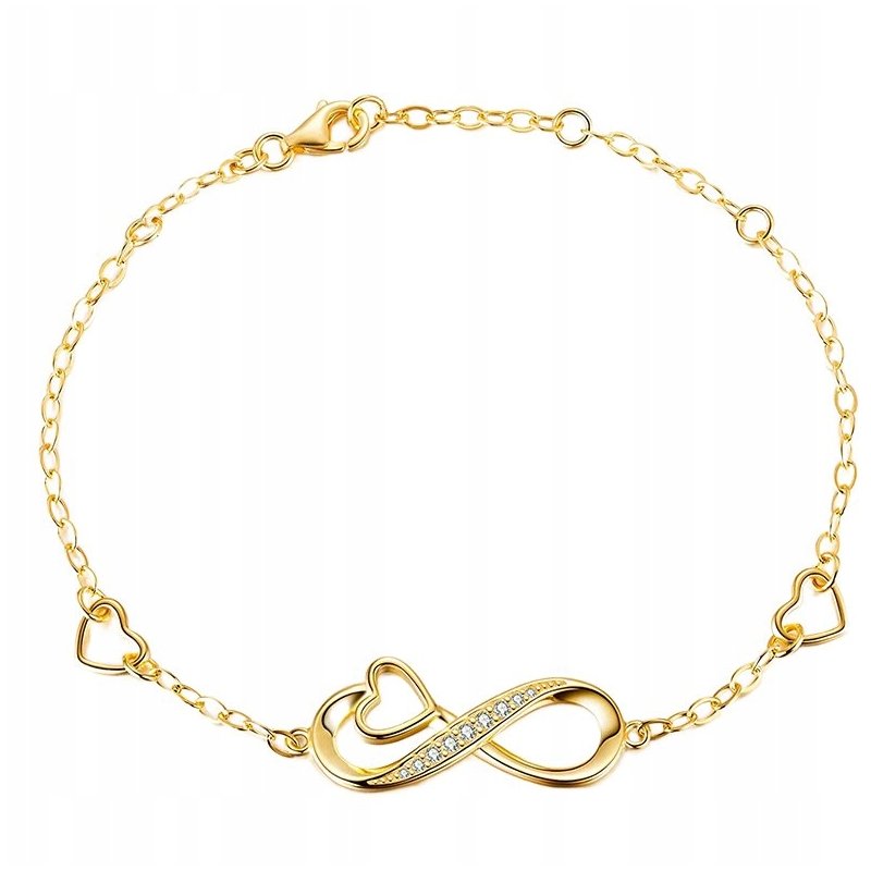 Bransoletka pozłacana nieskończoność serce stal szlachetna 316L 17,5 cm