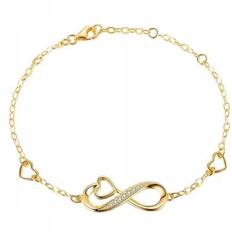 Bransoletka pozłacana nieskończoność serce stal szlachetna 316L 17,5 cm