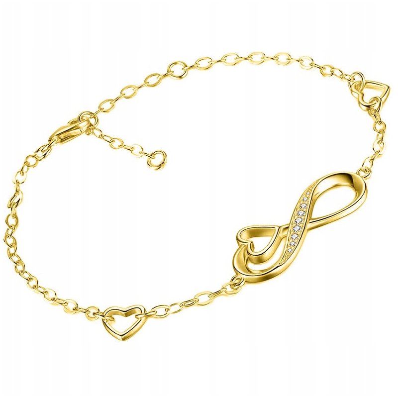 Bransoletka pozłacana nieskończoność serce stal szlachetna 316L 17,5 cm