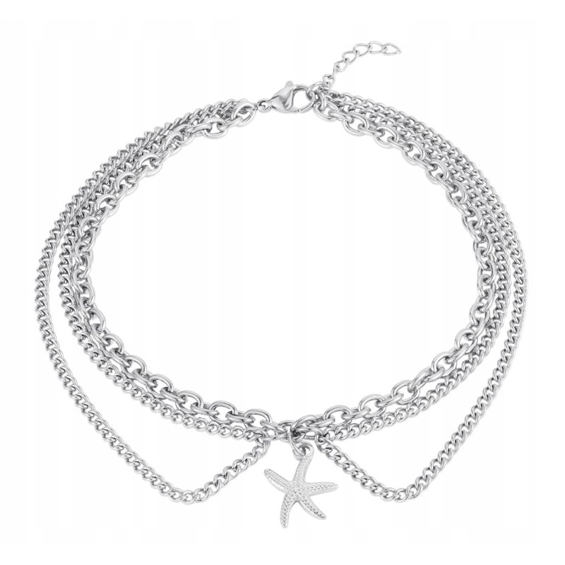 Bransoletka damska na nogę kostkę stal chirurgiczna szlachetna 316L 26 cm