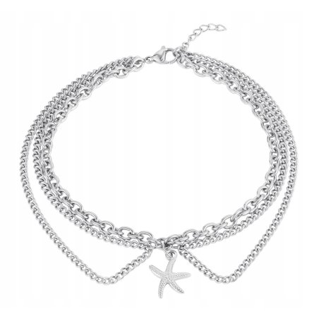 Bransoletka damska na nogę kostkę stal chirurgiczna szlachetna 316L 26 cm