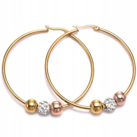 Duże kolczyki koła pozłacane antyalergiczne stal szlachetna 316L