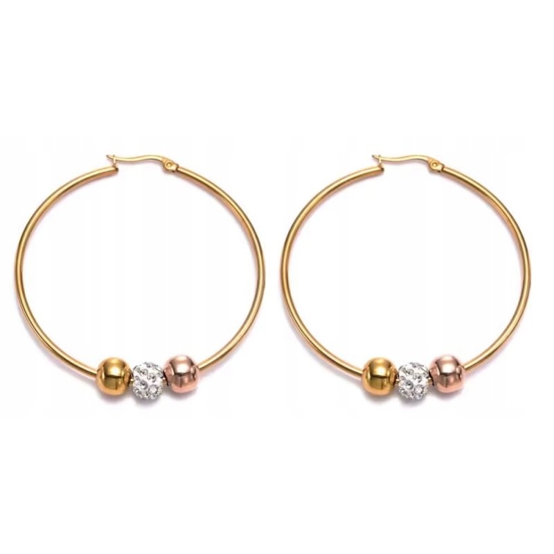 Duże kolczyki koła pozłacane antyalergiczne stal szlachetna 316L