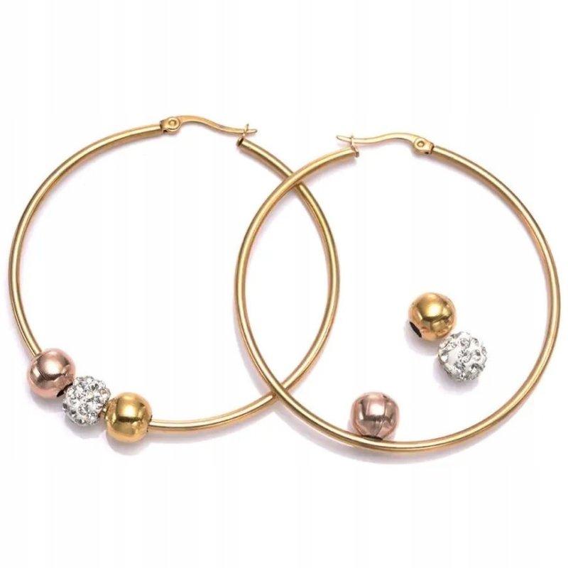 Duże kolczyki koła pozłacane antyalergiczne stal szlachetna 316L