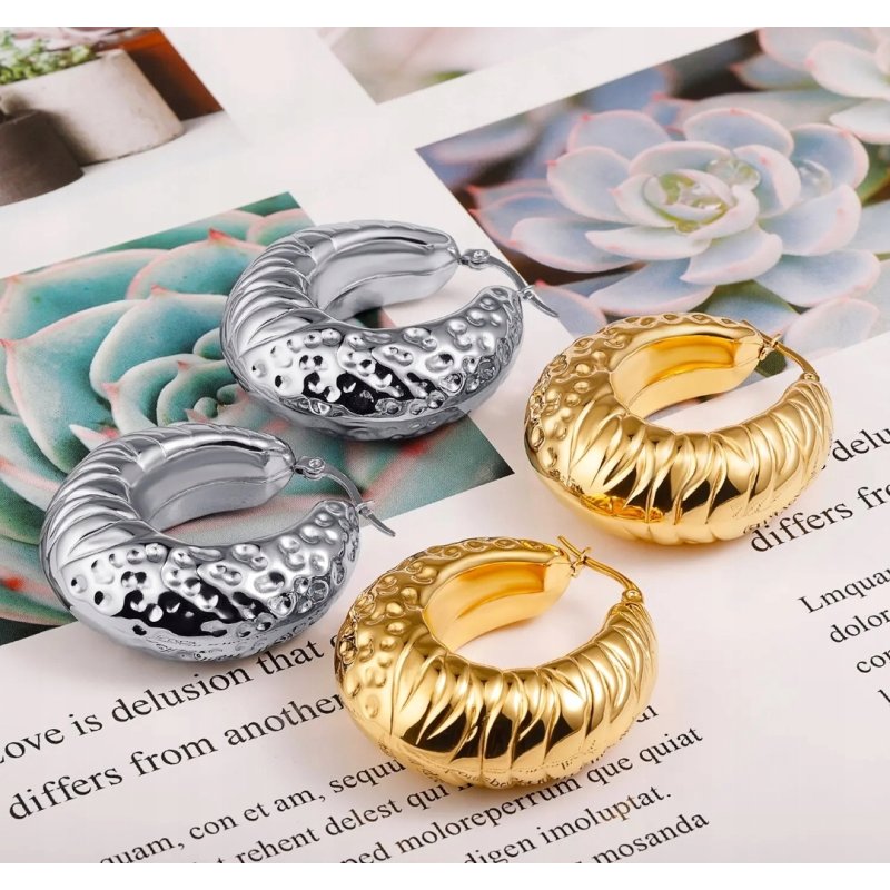 Kolczyki duże koła stal szlachetna 316L pozłacane antyalergiczne