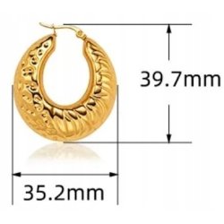 Kolczyki duże koła stal szlachetna 316L pozłacane antyalergiczne