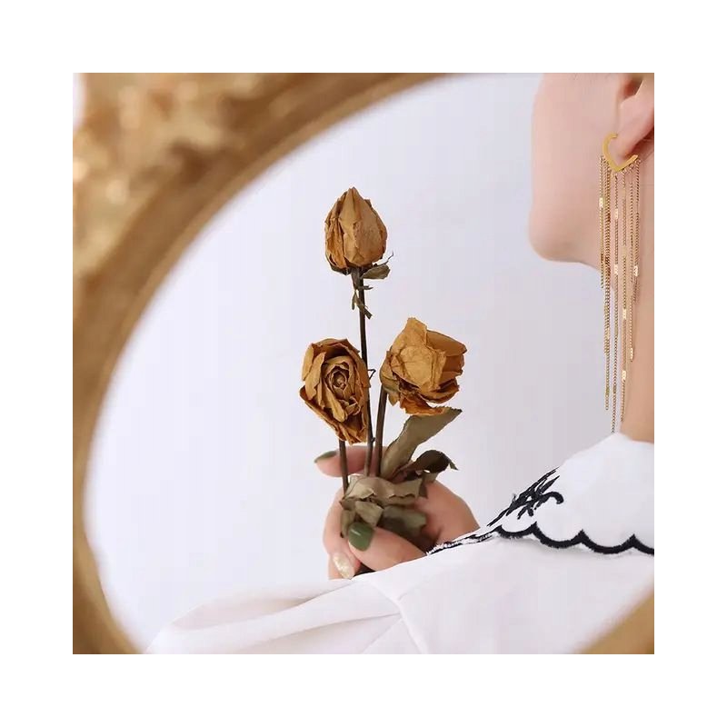 Długie kolczyki wiszące celebrytki pozłacane stal chirurgiczna 316L