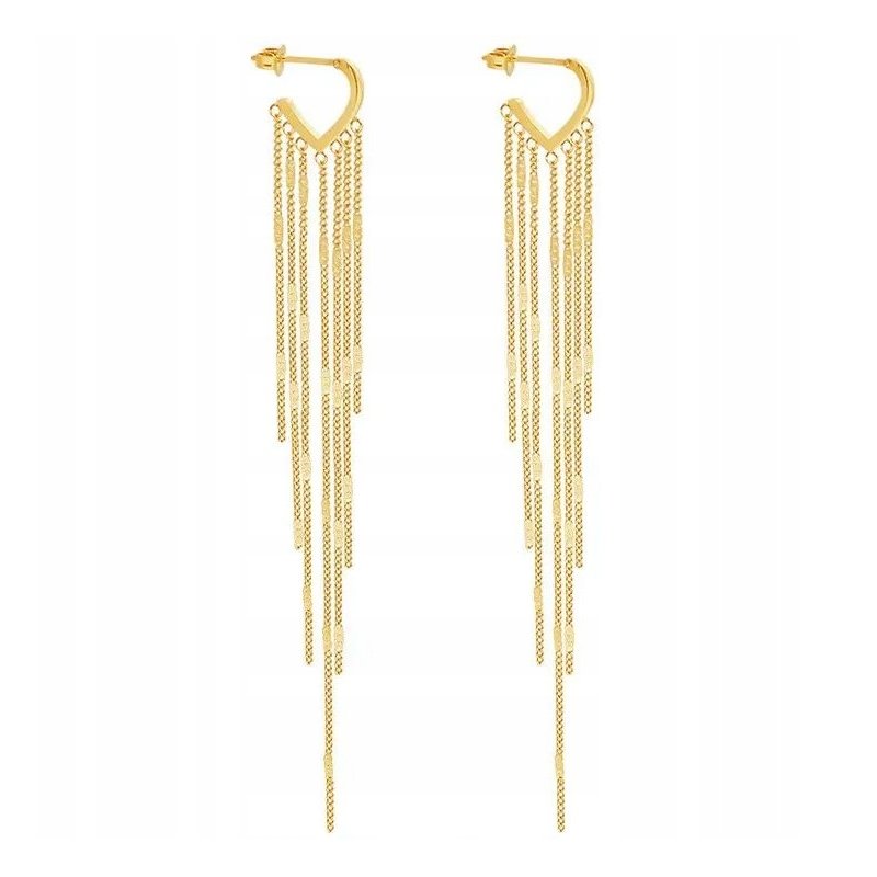 Długie kolczyki wiszące celebrytki pozłacane stal chirurgiczna 316L