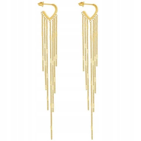 Długie kolczyki wiszące celebrytki pozłacane stal chirurgiczna 316L