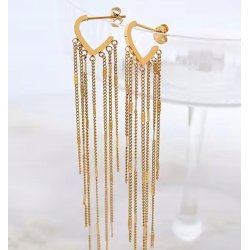 Długie kolczyki wiszące celebrytki pozłacane stal chirurgiczna 316L