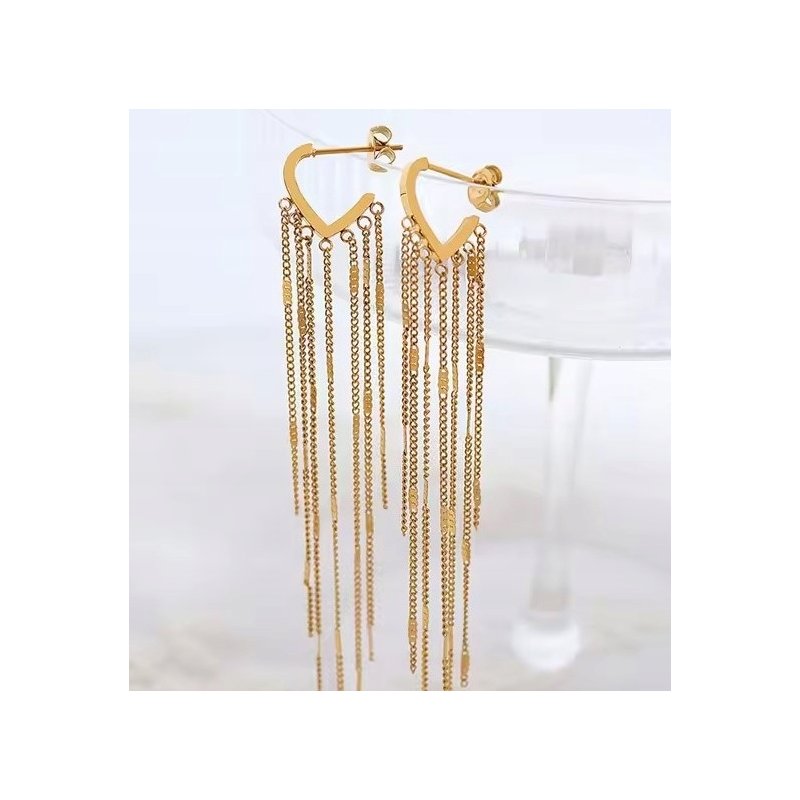 Długie kolczyki wiszące celebrytki pozłacane stal chirurgiczna 316L