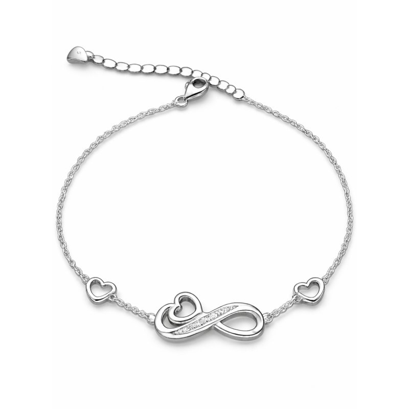 Bransoletka srebrna damska celebrytka nieskończoność serce srebro próba 925