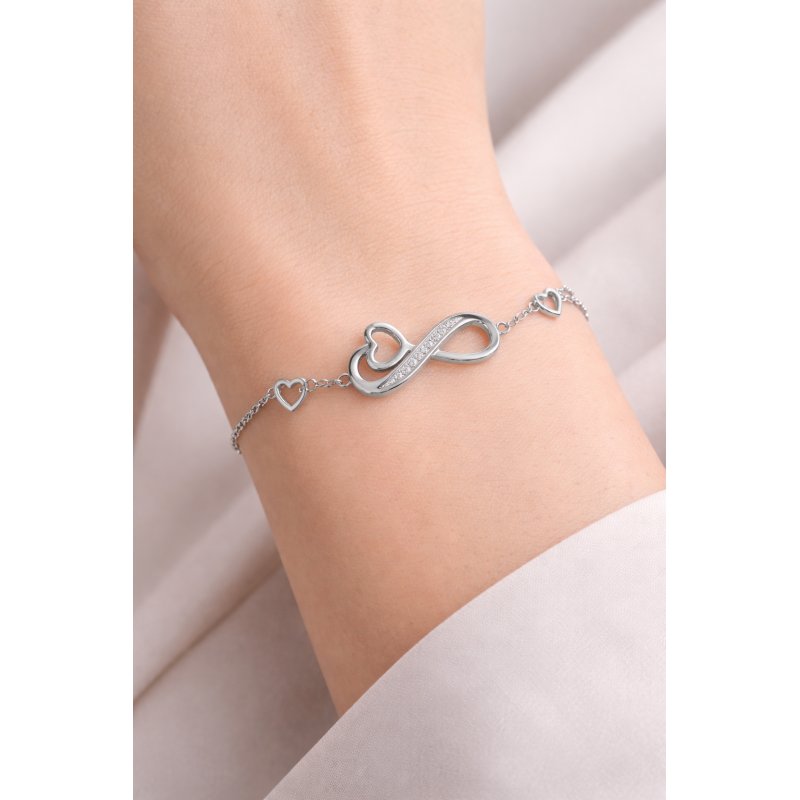 Bransoletka srebrna damska celebrytka nieskończoność serce srebro próba 925