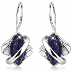 Kolczyki srebrne wiszące czarne kolczyki rodowane noc Kairu srebro 925