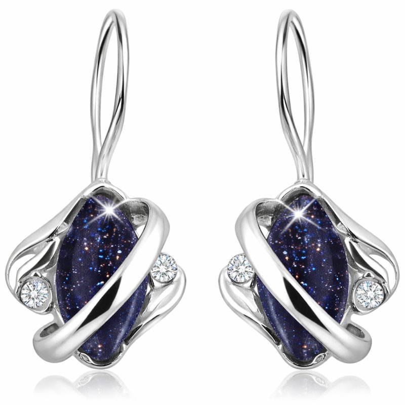 Kolczyki srebrne wiszące czarne kolczyki rodowane noc Kairu srebro 925