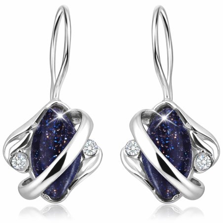 Kolczyki srebrne wiszące czarne kolczyki rodowane noc Kairu srebro 925