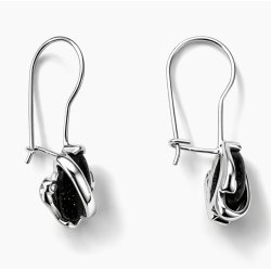 Kolczyki srebrne wiszące czarne kolczyki rodowane noc Kairu srebro 925