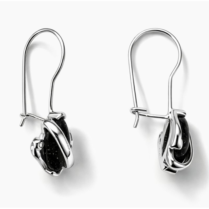 Kolczyki srebrne wiszące czarne kolczyki rodowane noc Kairu srebro 925