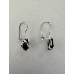 Kolczyki srebrne wiszące czarne kolczyki rodowane noc Kairu srebro 925