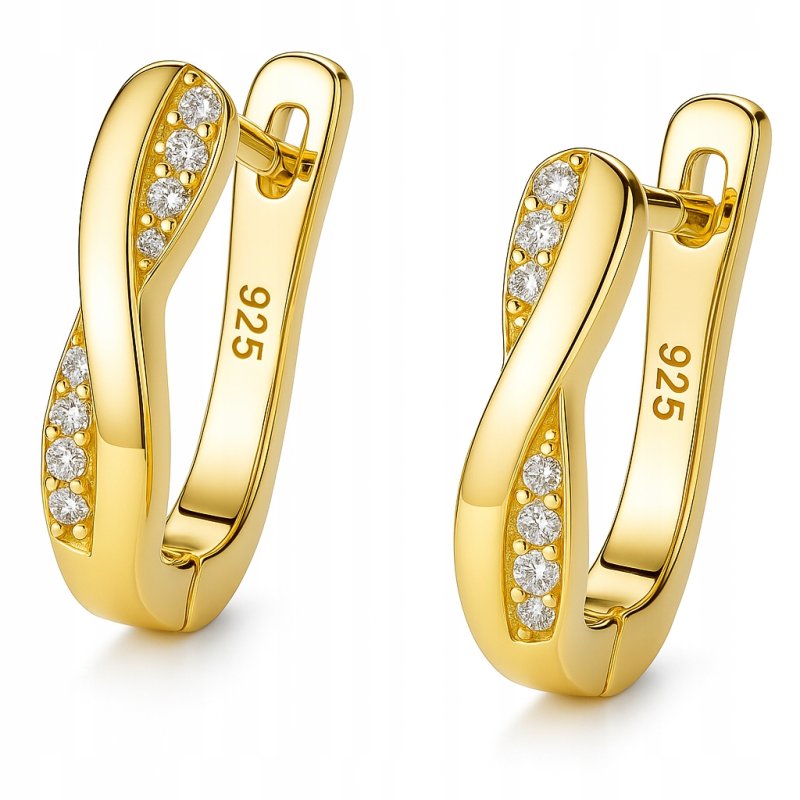 Kolczyki srebrne angielskie damskie kolczyki srebro próba 925 pozłacane