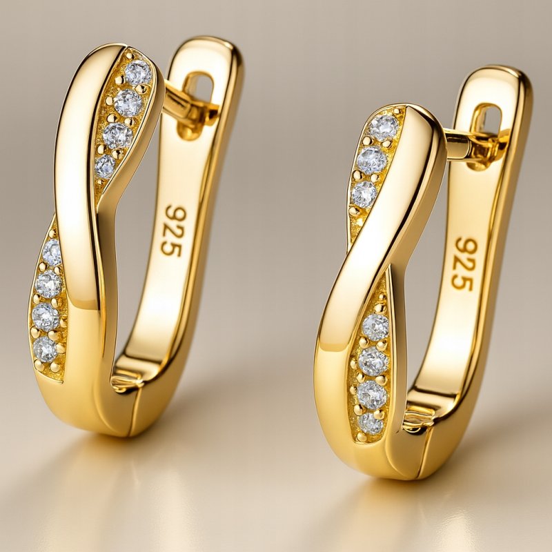 Kolczyki srebrne angielskie damskie kolczyki srebro próba 925 pozłacane