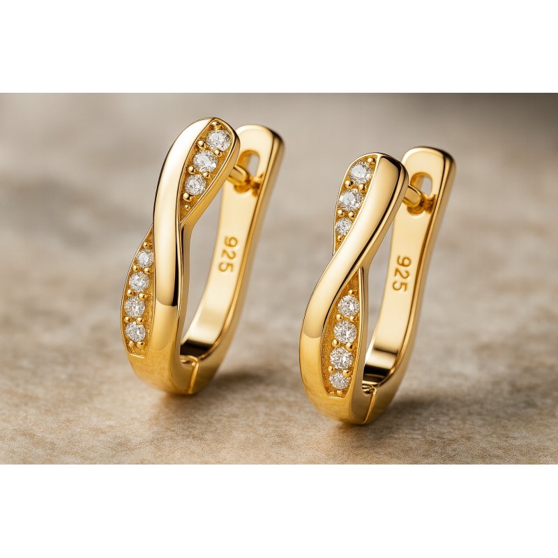 Kolczyki srebrne angielskie damskie kolczyki srebro próba 925 pozłacane