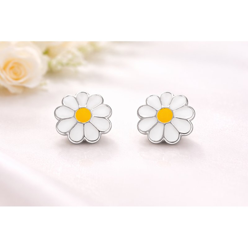 Kolczyki srebrne dla dziewczynki kwiatki 925