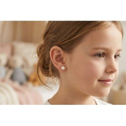 Kolczyki srebrne dla dziewczynki kwiatki 925