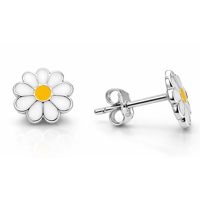 Kolczyki srebrne dla dziewczynki kwiatki 925