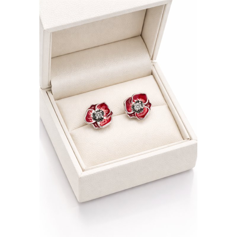 Kolczyki srebrne wkrętki sztyfty kwiatki maki srebro próba 925 wiosna