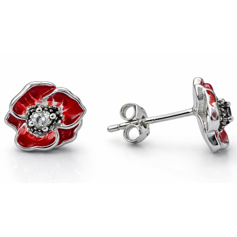 Kolczyki srebrne wkrętki sztyfty kwiatki maki srebro próba 925 wiosna